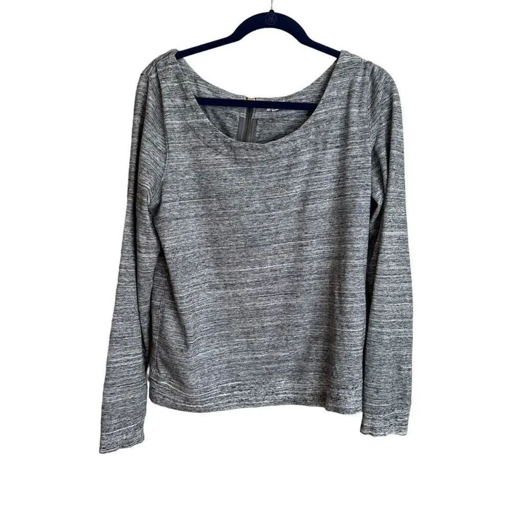 J. Crew Round Neck Gray Zip-Back Top size Large